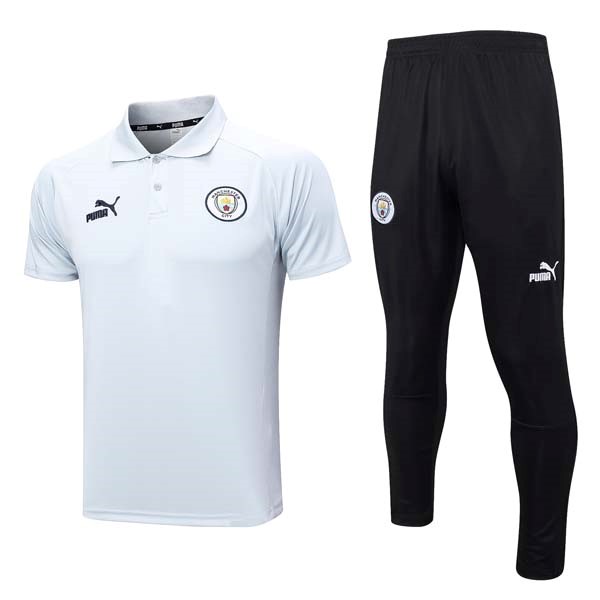 Polo Manchester City Conjunto Completo 2023-24 Blanco Negro